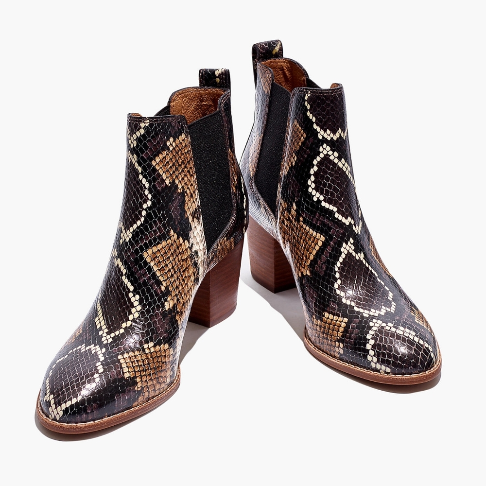 Madewell The Regan Snake Embossed Leather Ankle Bootie